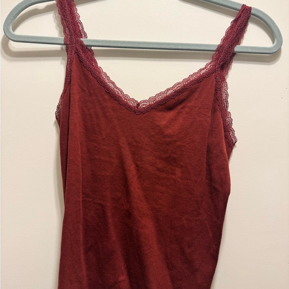 Brandy Melville Burgundy Lace Top